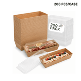 Rectangular PE-Coated Kraft Paper Box W/ Clear PET Lid | 7.5x3.4x2.56" (200 Pcs/Case)