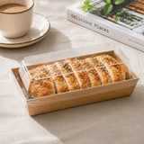 Rectangular PE-Coated Kraft Paper Box W/ Clear PET Lid | 7.5x3.4x2.56" (200 Pcs/Case) - with bread