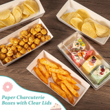 Rectangular White Paper Cake Box W/ PET Lid | 7.5x3.35x2.56" - with food