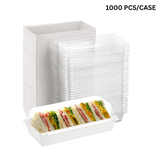 Rectangular White Paper Cake Box W/ PET Lid | 7.5x3.35x2.56" - 1000 pcs