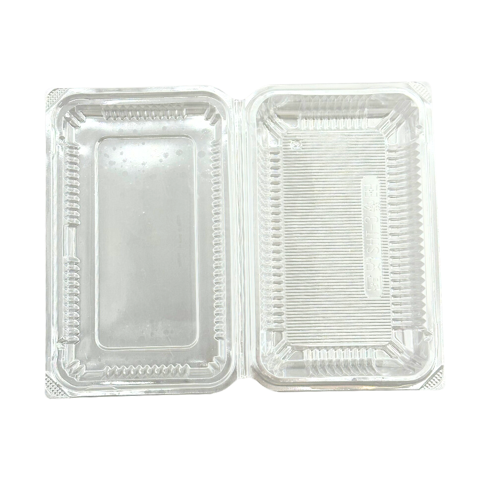 SHT-3 | Clear Rectangular Hinged Container | 7.68x4.72x1.57" - open