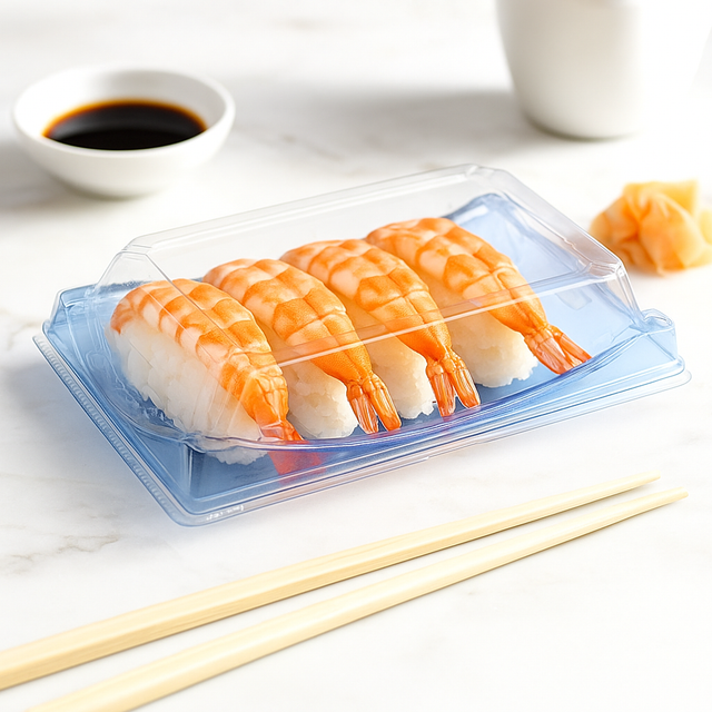 SK-20 PET Blue Sushi Container W/ Lid | 5.12x2.76x2.17