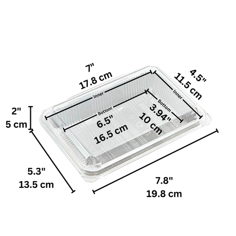 SSC-5B | Clear PET Rectangular Hinged Sushi Container | 7.8x5.3x2" - size