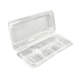 SSC-6B | Clear PET Rectangular Hinged Sushi Container | 8.9x3.78x2" - open