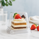 Silver PET Clear Square Cake Box W/ Lid | 4.9x4.9x3.9"