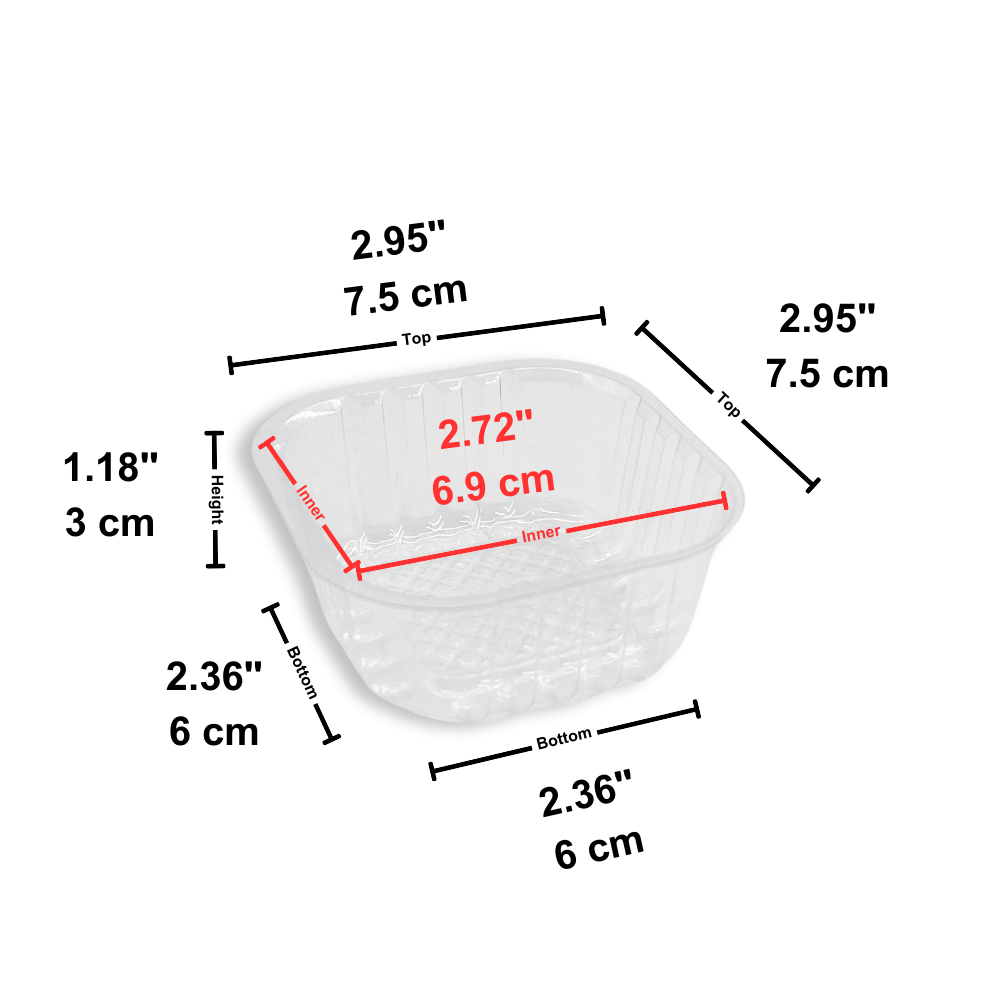 Single Pastry Tray | Clear PET Square 60g Moon Cake Tray | 2.95x2.95x1.18" - size