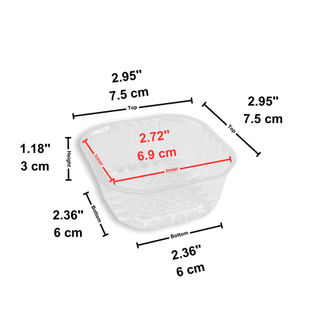Single Pastry Tray | Clear PET Square 60g Moon Cake Tray | 2.95x2.95x1.18" - size