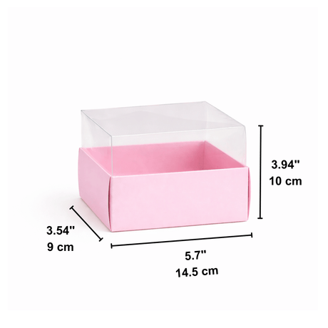 Pink Mini Cake Box W/ Clear Lid |  5.7x3.54x3.94" - SIZE