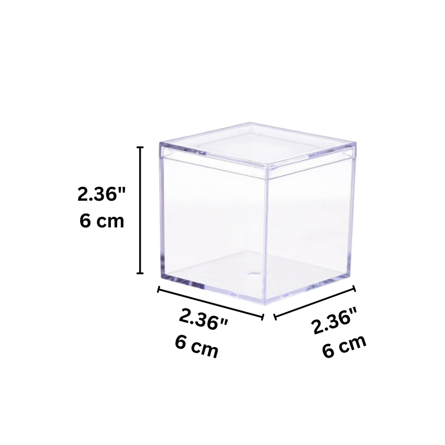 Square Acrylic Clear Cake Container W/ Lid | 2.36x2.36x2.36