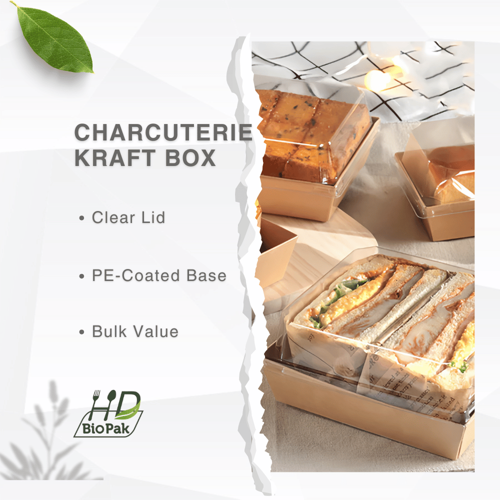 Square PE-Coated Kraft Paper Box W/ Clear PET Lid | 4.7x4.33x2.6" (200 Pcs/Case) - feature
