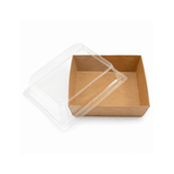 Square PE-Coated Kraft Paper Box W/ Clear PET Lid | 4.7x4.33x2.6" (200 Pcs/Case) - open