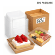 Square PE-Coated Kraft Paper Box W/ Clear PET Lid | 4.7x4.33x2.6" (200 Pcs/Case)