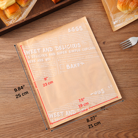 Sweet and Delicious Bakery Bag Clear Front Kraft Pastry Bag | 8.27x9.84"