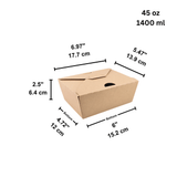 TCN308 #8 | 45oz Kraft Foldable Take Out Box | 6x4.72x2.5" - size