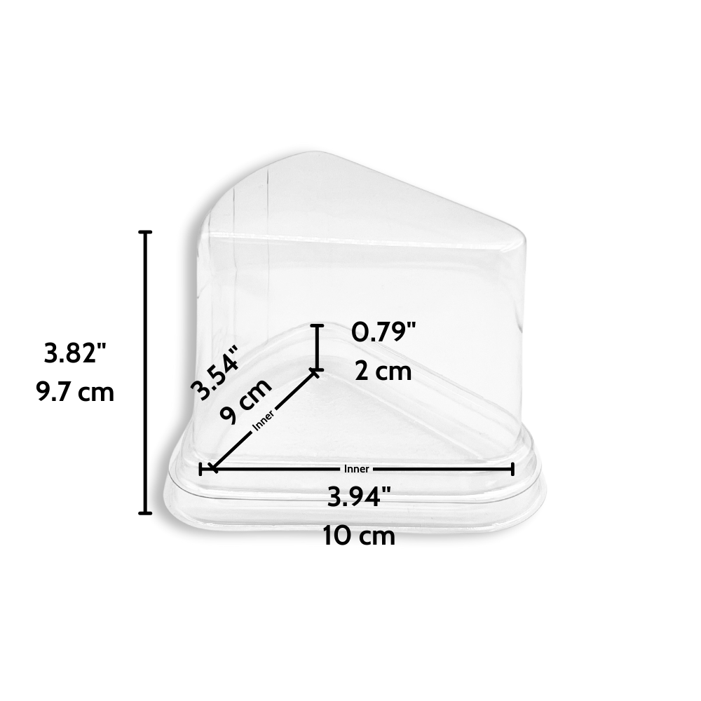 Triangular Clear Cake Slice Tray W/ Lid | 3.94x3.54x3.82" - size