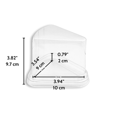 Triangular Clear Cake Slice Tray W/ Lid | 3.94x3.54x3.82" - size
