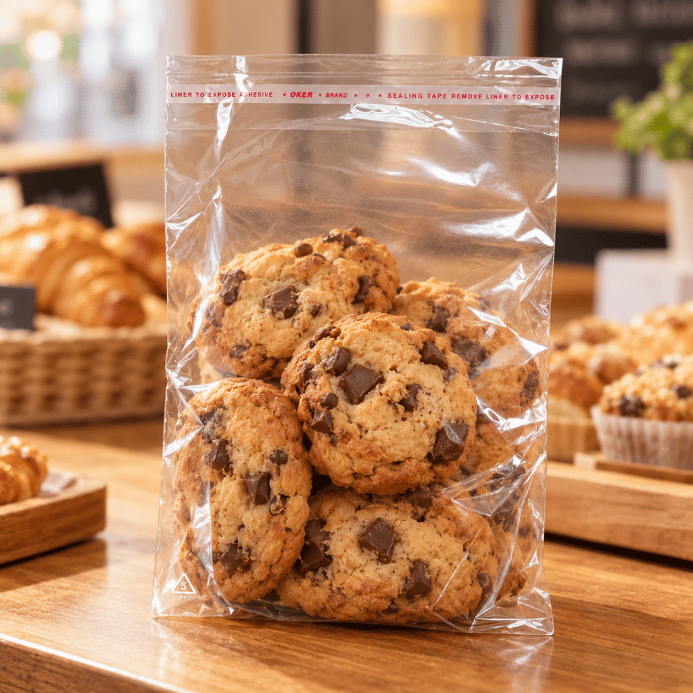 Ultra Clear Self Adhesive PP Bag Cellophane Treat Bag | 7x9" - with cookie