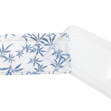 WP-07 | PET Blue Maple Pattern Sushi Tray W/ Lid | 8.67x5.5x1.89" - open