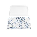 WP-07 | PET Blue Maple Pattern Sushi Tray W/ Lid | 8.67x5.5x1.89"-open top