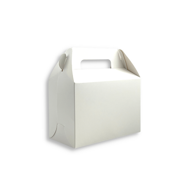 White Cake Paper Box Pastry Box W/ Handle | 7.5x3.75x5