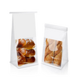 White Paper Bread Bag W/ Window & Tin Tie Tab Lock | 5.5x3.94x10.63" - open and close