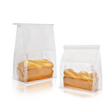 White Paper Bread Bag W/ Window & Tin Tie Tab Lock | 6.3x5.12x10.24" - open close