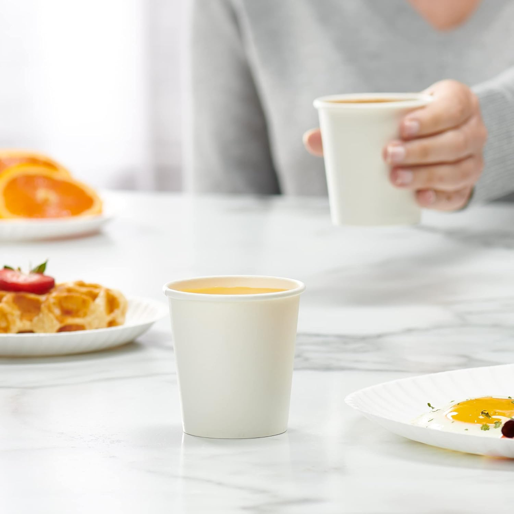 80721 | 6oz White Single Wall Paper Cup | 80mm - with drink