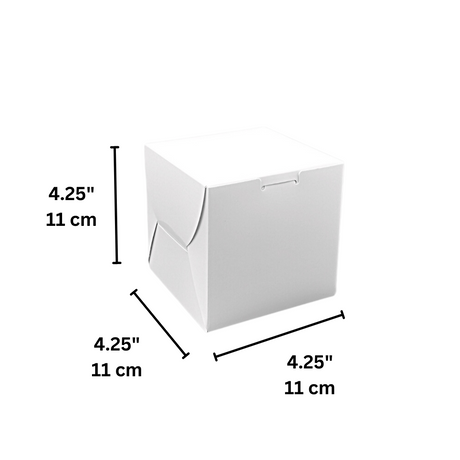 Boîte à pâtisserie en papier à gâteau carré blanc | 4,25x4,25x4,25" - 100 pièces