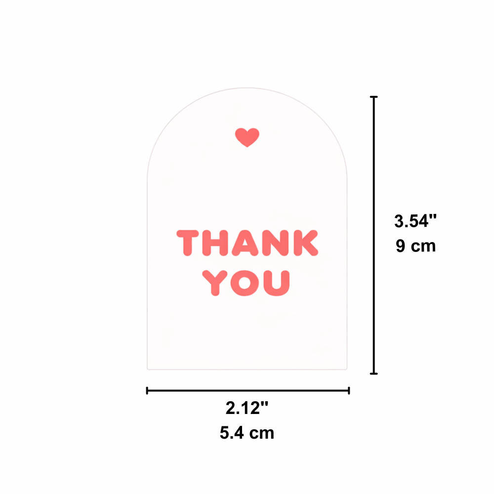 White Arch "Thank You" Seal Stickers | Decorative Labels | 3.54x2.12" - size