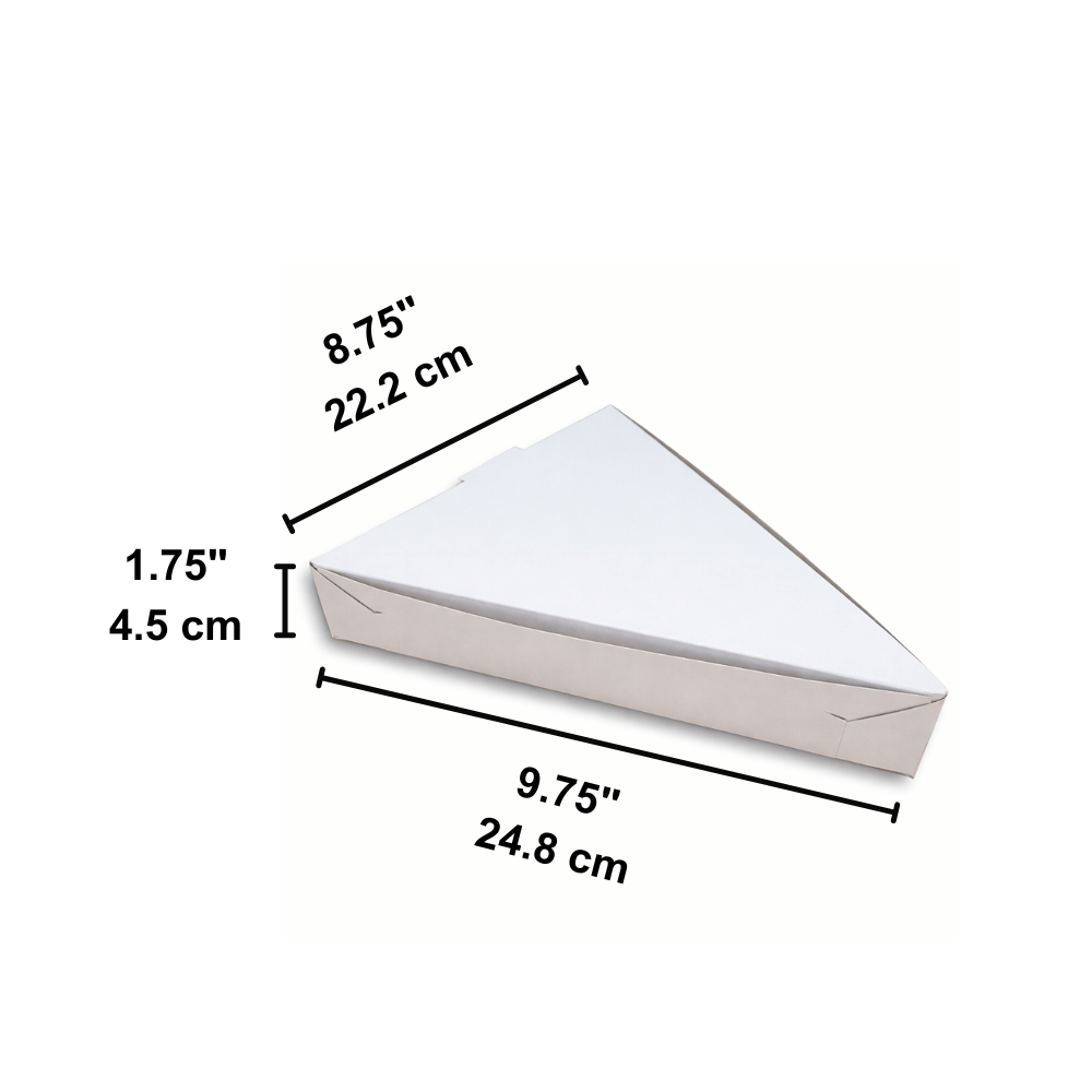 White Triangle Pizza Slice Box Single Slice Paper Togo Case | 8.75x9.75x1.75" - size