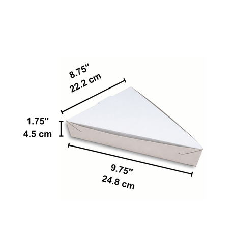 White Triangle Pizza Slice Box Single Slice Paper Togo Case | 8.75x9.75x1.75" - size