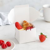 White Square Cake Paper Box Pastry Box | 4.25x4.25x4.25"