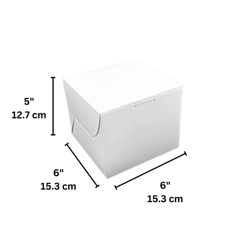 White Square Cake Paper Box Pastry Box | 6x6x5"