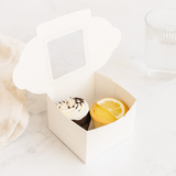 White Square Cake Paper Box Pastry Box W/ Window | 6x6x5"