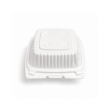 XT-61 (225) | Microwavable PP Square Clamshell Container W/ Vent Hole | 6.1x6.1x3" - close front