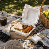 XT-61 (225) | Microwavable PP Square Clamshell Container W/ Vent Hole | 6.1x6.1x3" - for picnic