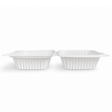 XT-61 (225) | Microwavable PP Square Clamshell Container W/ Vent Hole | 6.1x6.1x3" - open side