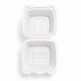 XT-61 (225) | Microwavable PP Square Clamshell Container W/ Vent Hole | 6.1x6.1x3" - open top