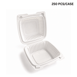 XT-61 (225) | Microwavable PP Square Clamshell Container W/ Vent Hole | 6.1x6.1x3" (250 Pcs/Case)
