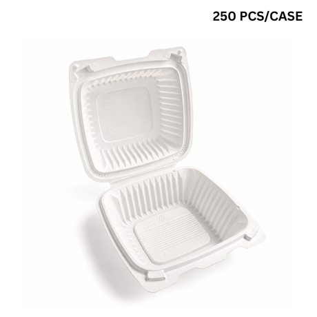 XT-61 (225) | Microwavable PP Square Clamshell Container W/ Vent Hole | 6.1x6.1x3" (250 Pcs/Case)