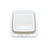 XT-81 (881) | Microwavable PP Square Clamshell Container W/ Vent Hole | 8x8x3" - bottom