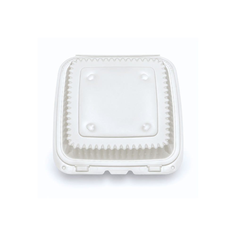 XT-81 (881) | Microwavable PP Square Clamshell Container W/ Vent Hole | 8x8x3" - top