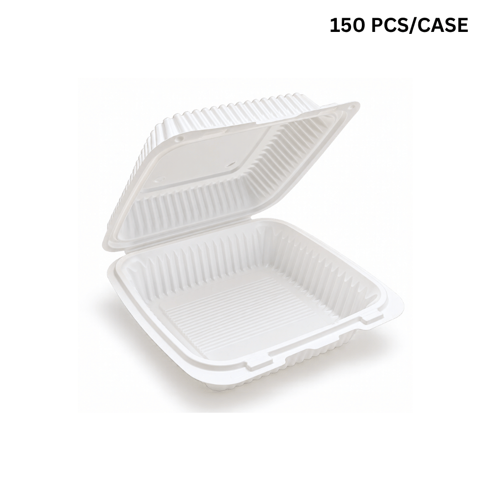 XT-81 (881) | Microwavable PP Square Clamshell Container W/ Vent Hole | 8x8x3" (150 Pcs/Case)