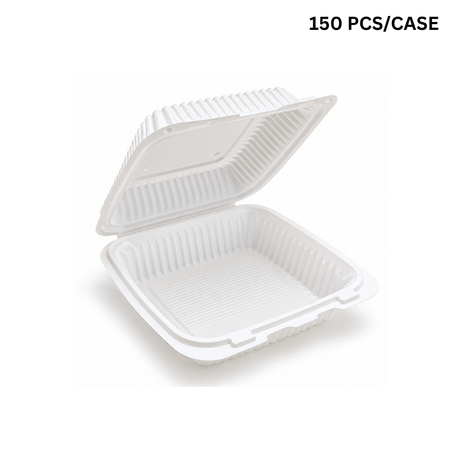 XT-81 (881) | Microwavable PP Square Clamshell Container W/ Vent Hole | 8x8x3" (150 Pcs/Case)