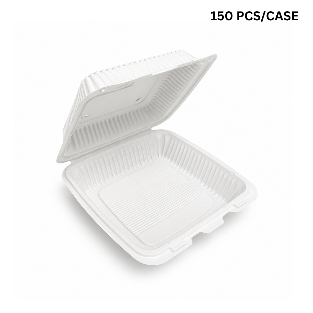 XT-91 (991) | Microwavable PP Square Clamshell Container W/ Vent Hole | 9x9x3" - 150 Pcs