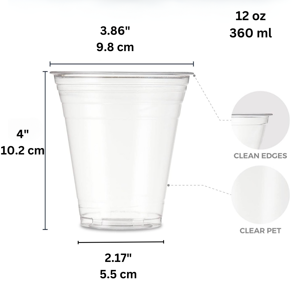 XT 12oz PET Clear Cold Drink Cup | 98mm Top - size