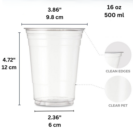 XT 16oz PET Clear Cold Drink Cup | 98mm Top -size