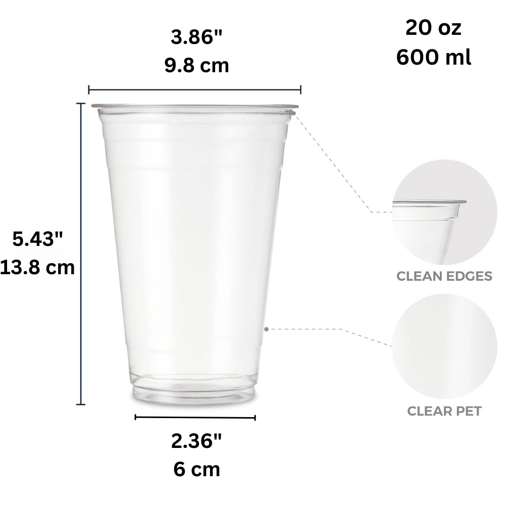 XT 20oz PET Clear Cold Drink Cup | 98mm Top - size