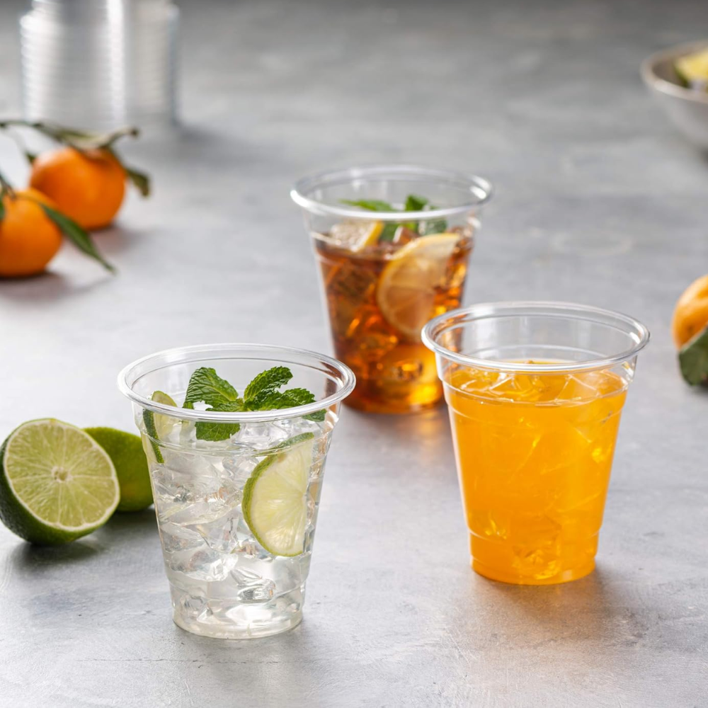 Clear PET boba tea cups 12oz bulk packaging for bubble tea shops and cafes in Canada