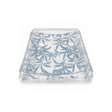 XYW-40 | Blue Maple Pattern Square Sushi Container W/ Clear Lid | 7.25x7.25x2.17" - front